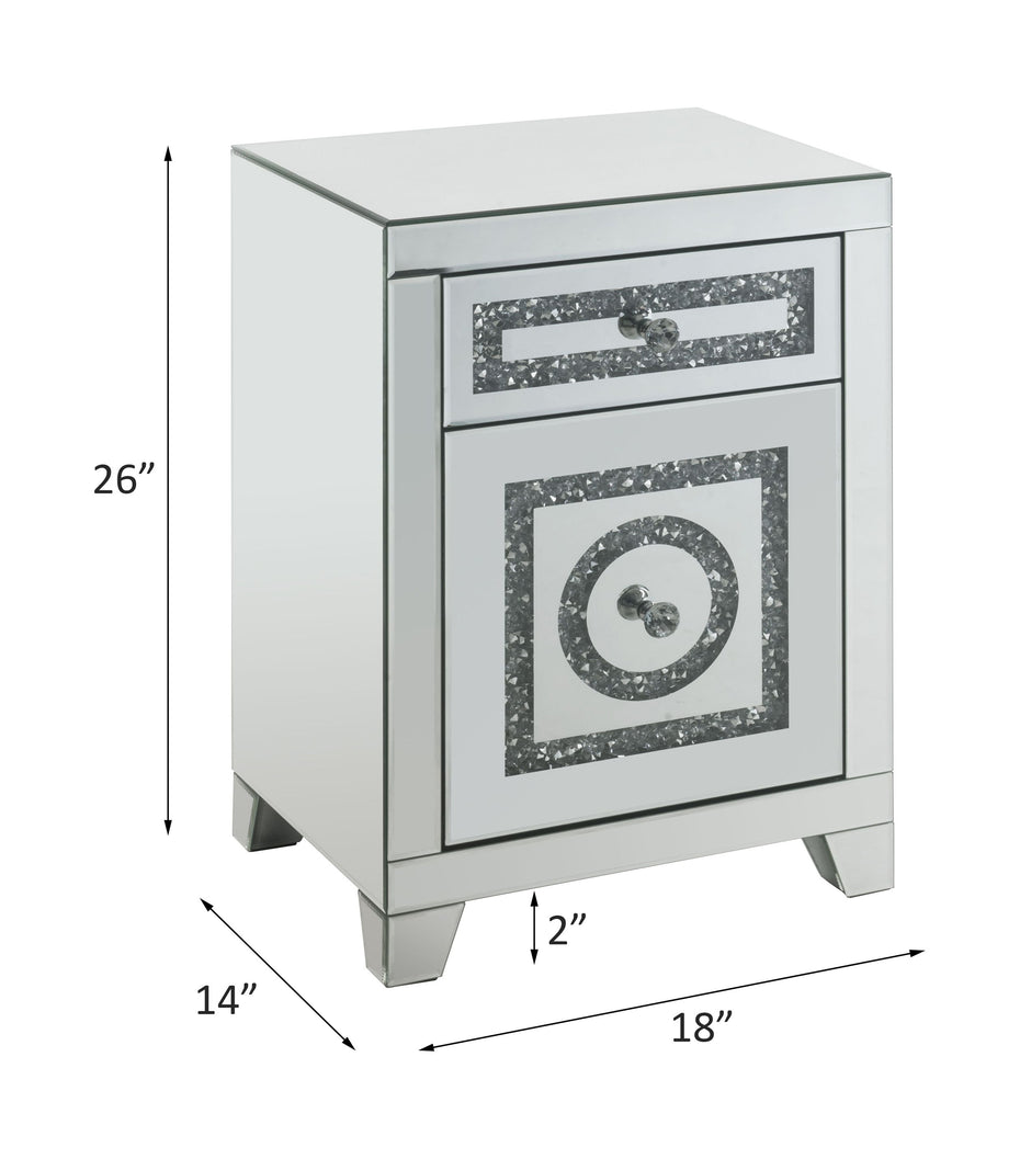 Noralie - Accent Table Mirrored Faux Dimaonds - Silver