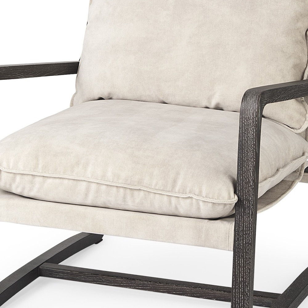 Fabric Lounge Chair - Cream / Black