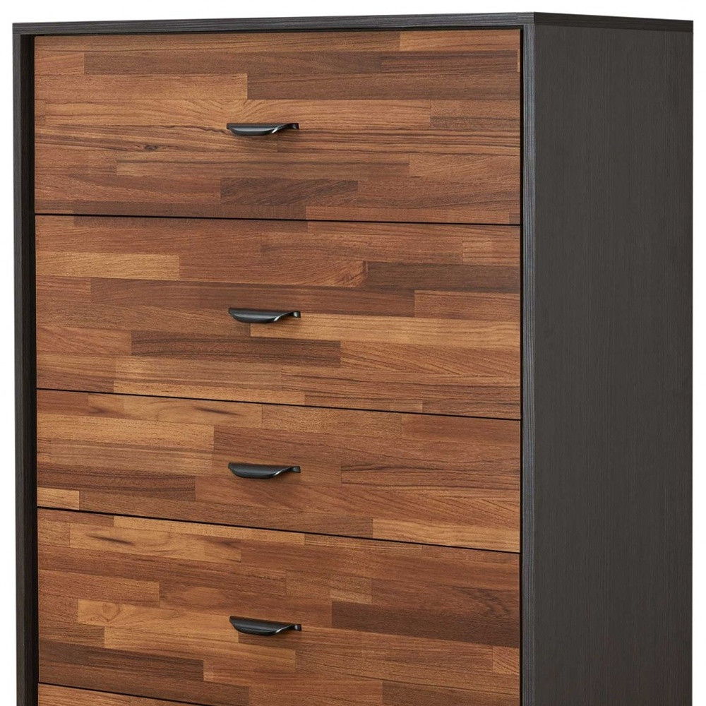 Manufactured Wood Five Drawer Chest - Walnut / Espresso