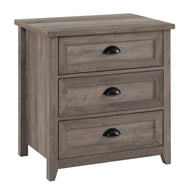 Transitional Farmhouse Framed 3 Drawer Nighstand With Cup Handles Dark Gray by Walker Edison | Bel Furniture