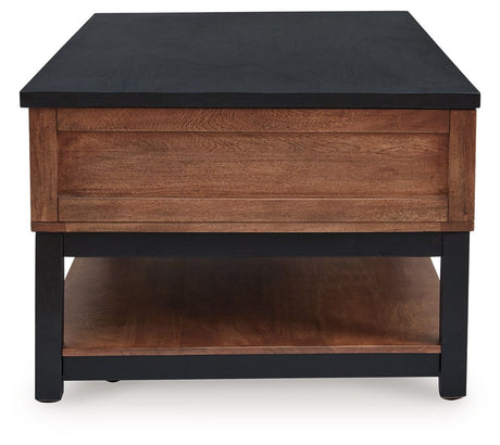 Kallari - Lift Top Cocktail Table - Warm Brown / Black - view 3