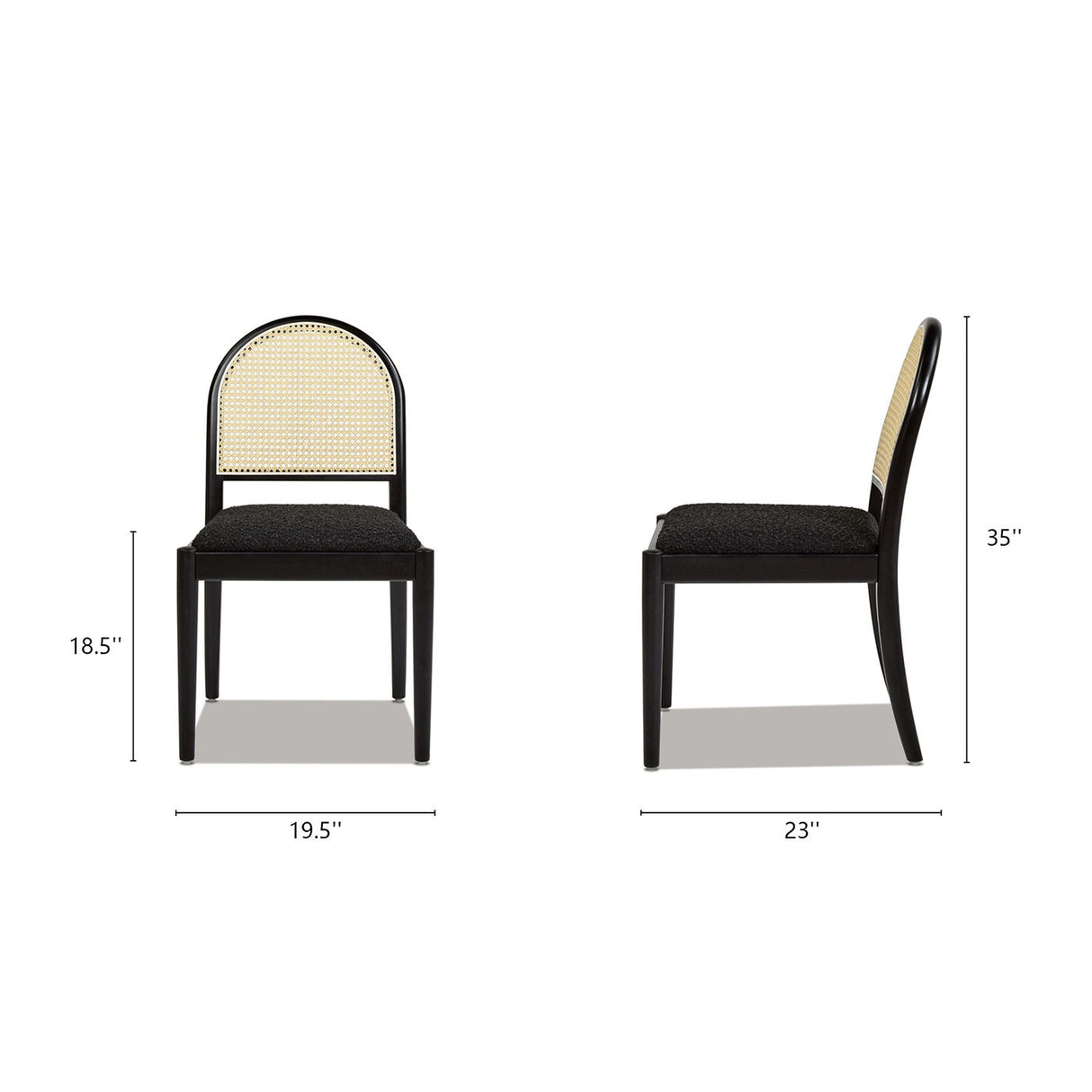 Panama - Curved Cane Side Dining Chair (Set of 2) by Jennifer Taylor Home | Bel Furniture