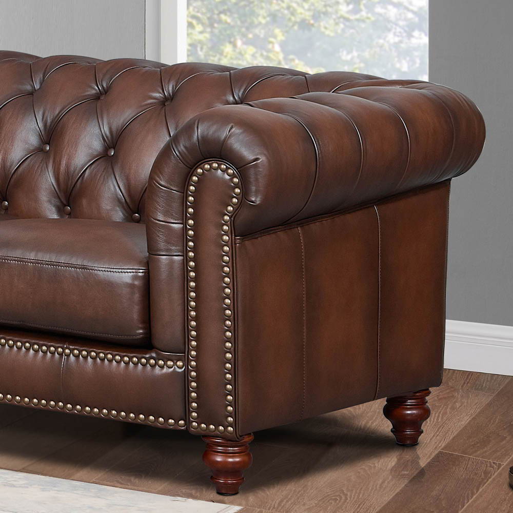 Alton Bay-Top Grain Leather Loveseat - Brown