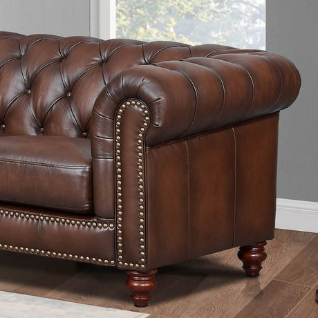 Alton Bay-Top Grain Leather Sofa Couch - Brown