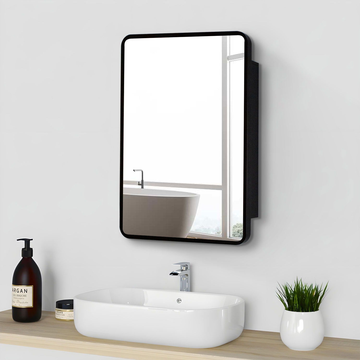 Metal Framed Wall Mount Or Recessed Bathroom Medicine Cabinet With Mirror