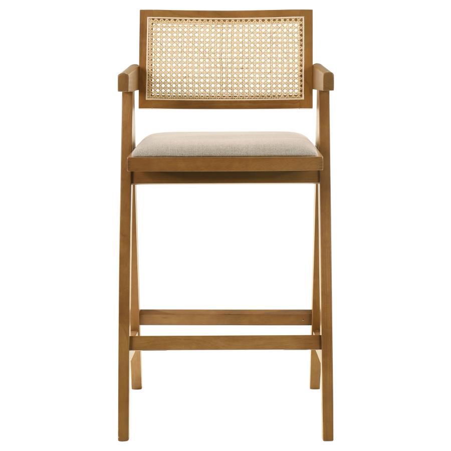 Kane - Woven Rattan Wood Bar Chair (Set of 2) - Light Walnut by Coaster Fine Furniture | Bel Furniture