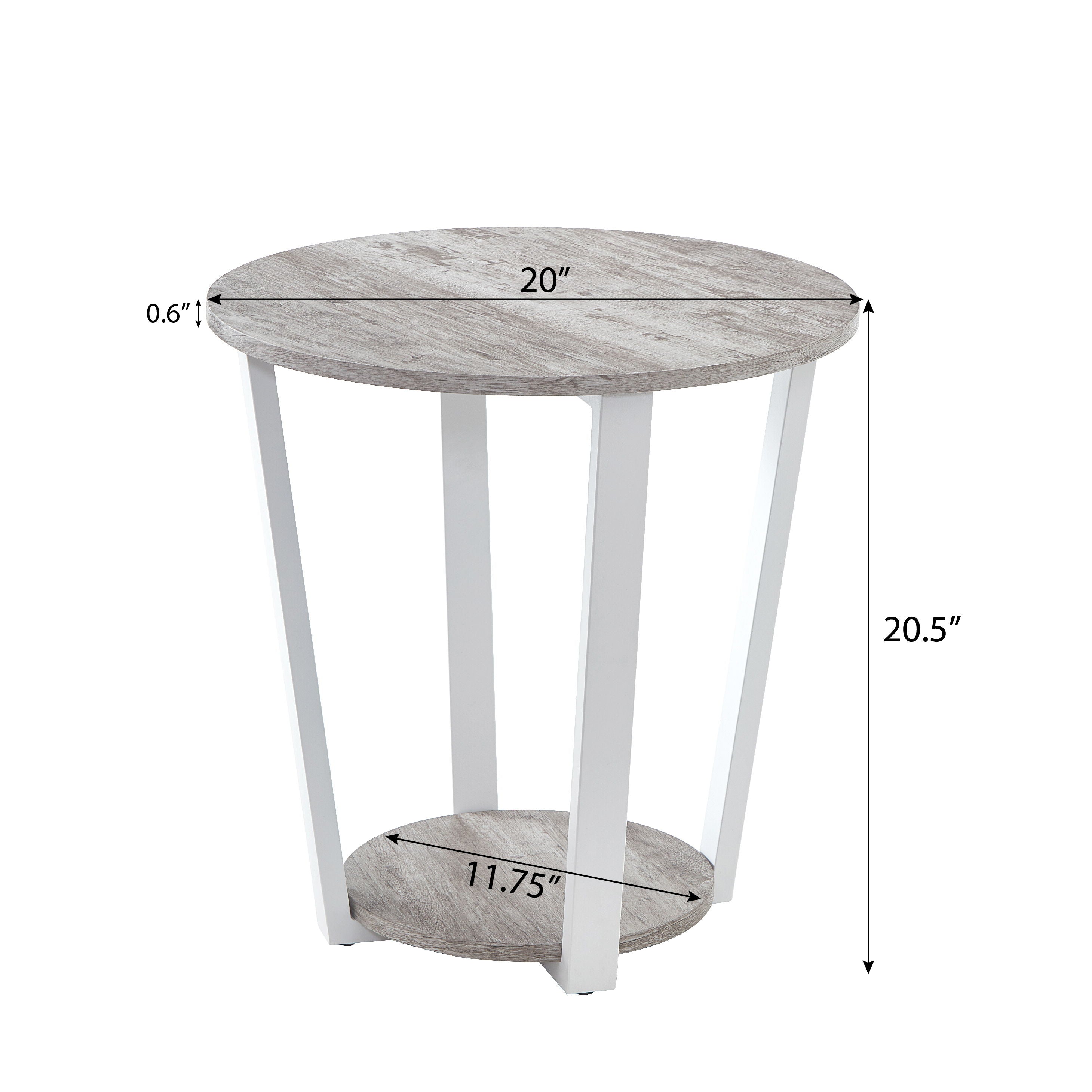 Elysian - Contemporary Round End Table With Shelf - Gray