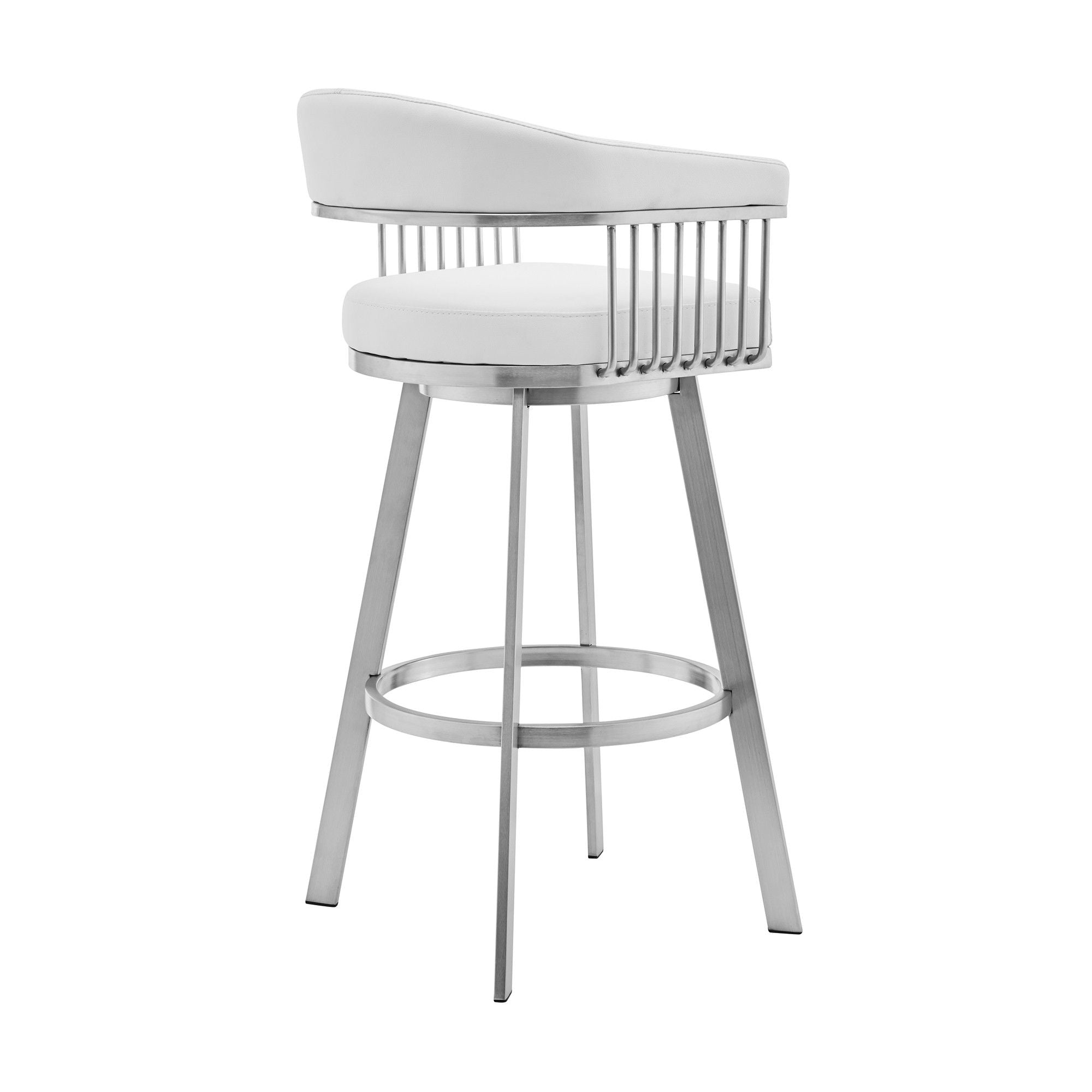 Swivel Low Back Counter Height Bar Chair - White