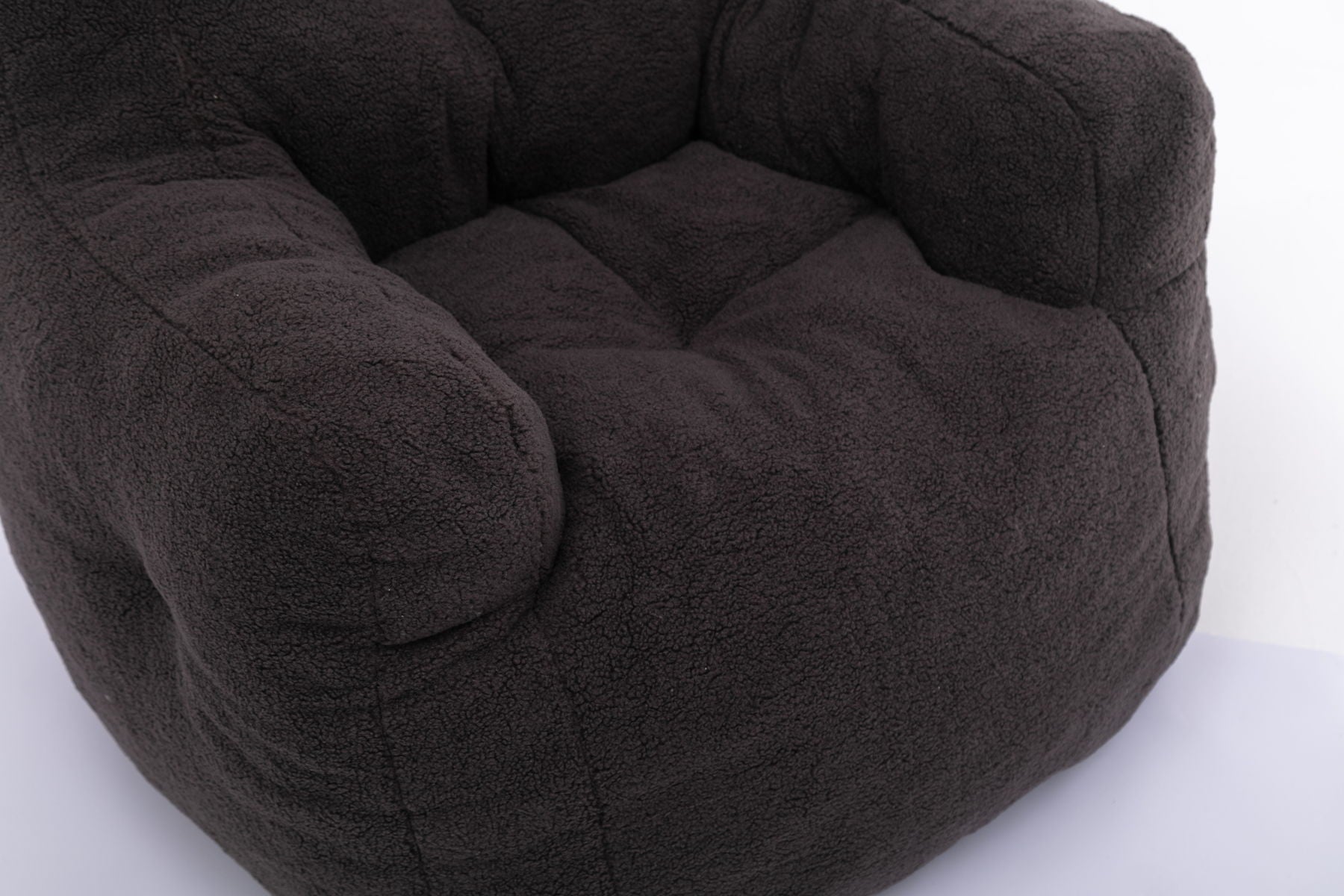 Soft Teddy Fabric Tufted Foam Bean Bag Chair With Teddy Fabric