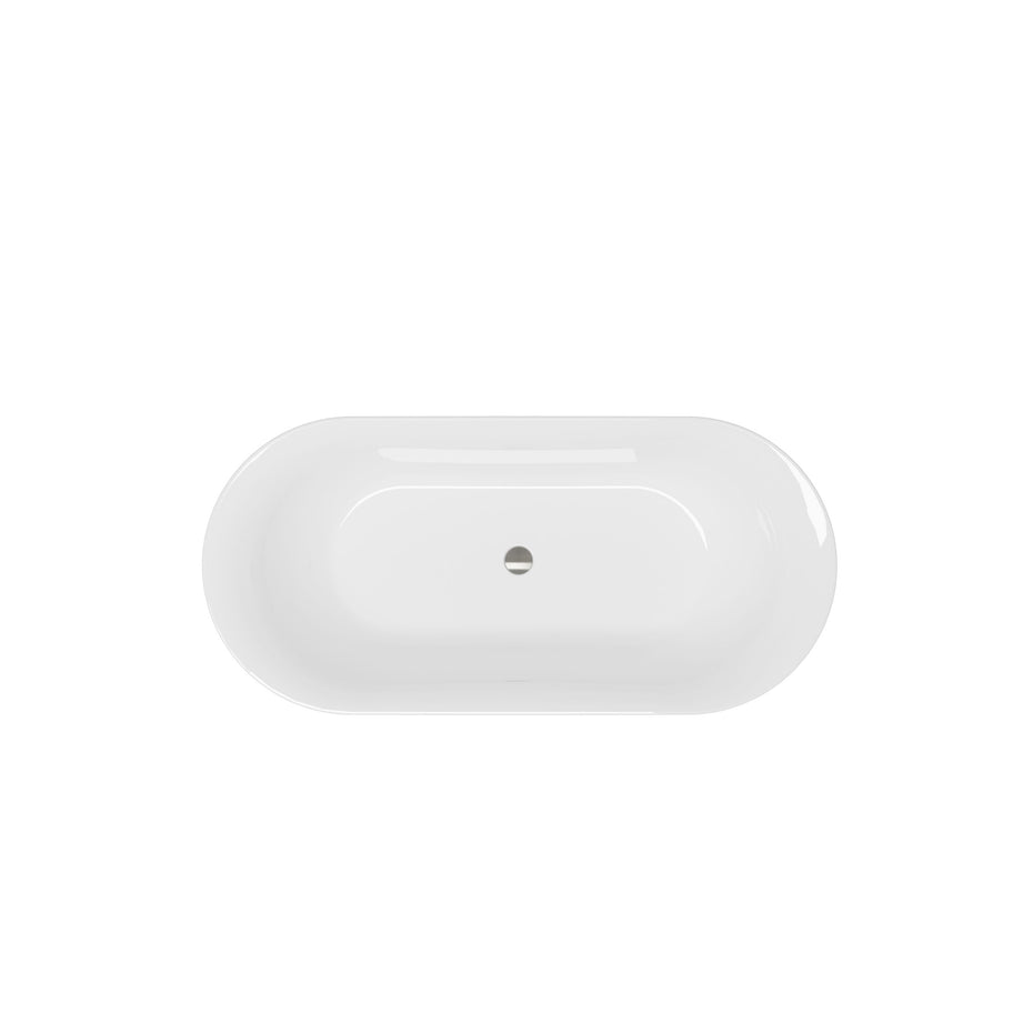 Acrylic Freestanding Bathtub-Acrylic Soaking Tubs, Fluted Style Freestanding Bathtub With Integrated Slotted Overflow And Brushed Nickel Toe-Tap Drain, 02149-Bn - Glossy White