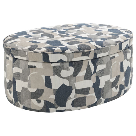 Tomkins - Oval Upholstered Storage Ottoman - Indigo Blue by Coaster Fine Furniture | Bel Furniture
