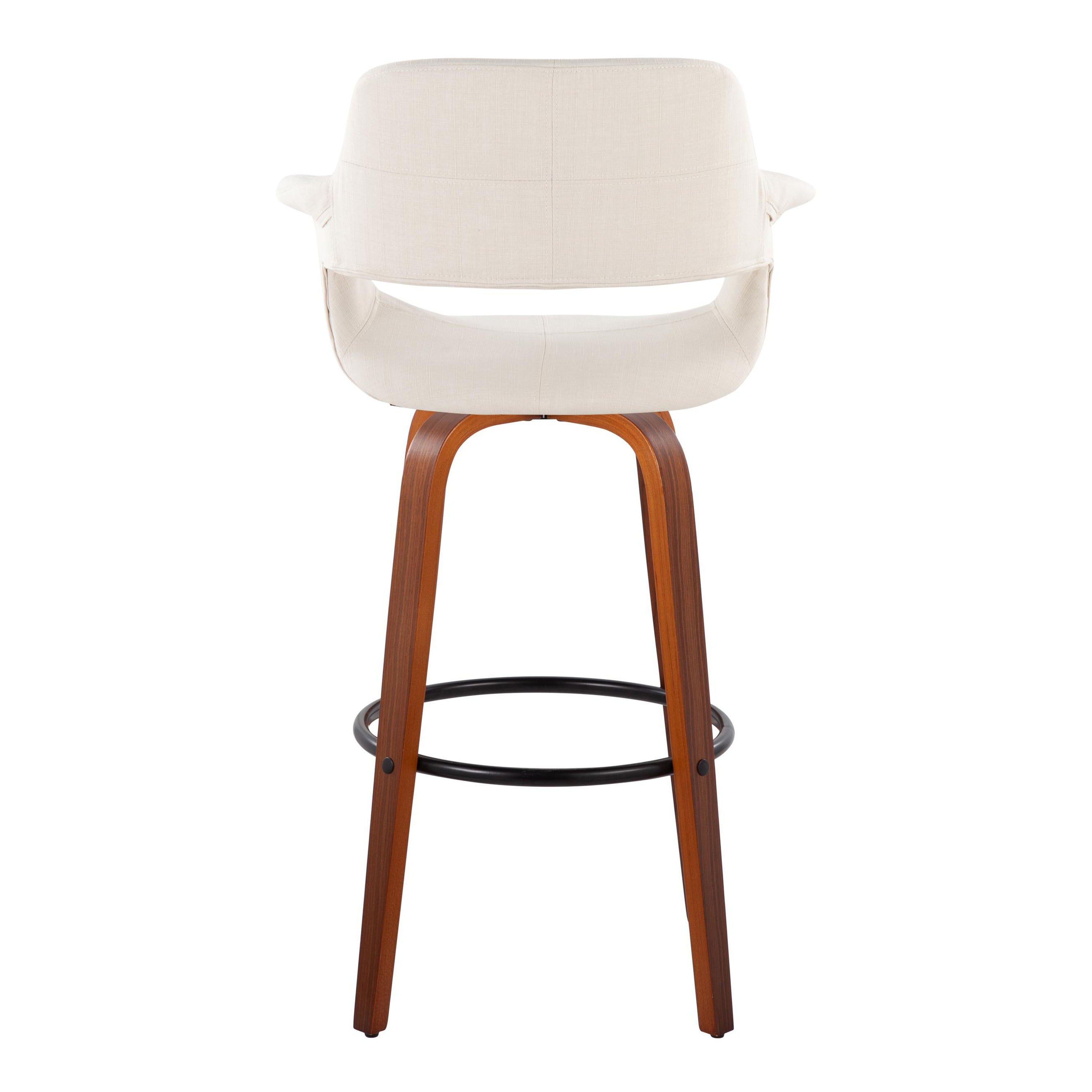 Vintage Flair - Mid Century Modern Fixed Height Barstool With Swivel With Round Footrest (Set of 2)