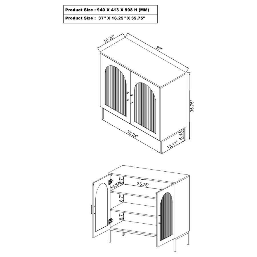 Jess - 2-Door Arched Fluted Glass Accent Cabinet - Black by Coaster Fine Furniture | Bel Furniture