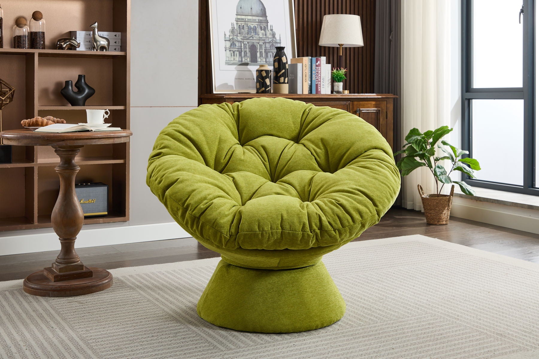 Oversized Swivel Accent Chair, 360 Swivel Barrel Chair, Papasan Chair For Living Room Bedroom