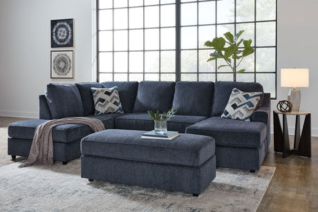 Albar Place - Sectional With Ottoman Blue 3 Pc. - 2-Piece Sectional With Raf Sofa Chaise, Ottoman by Signature Design by Ashley® | Bel Furniture
