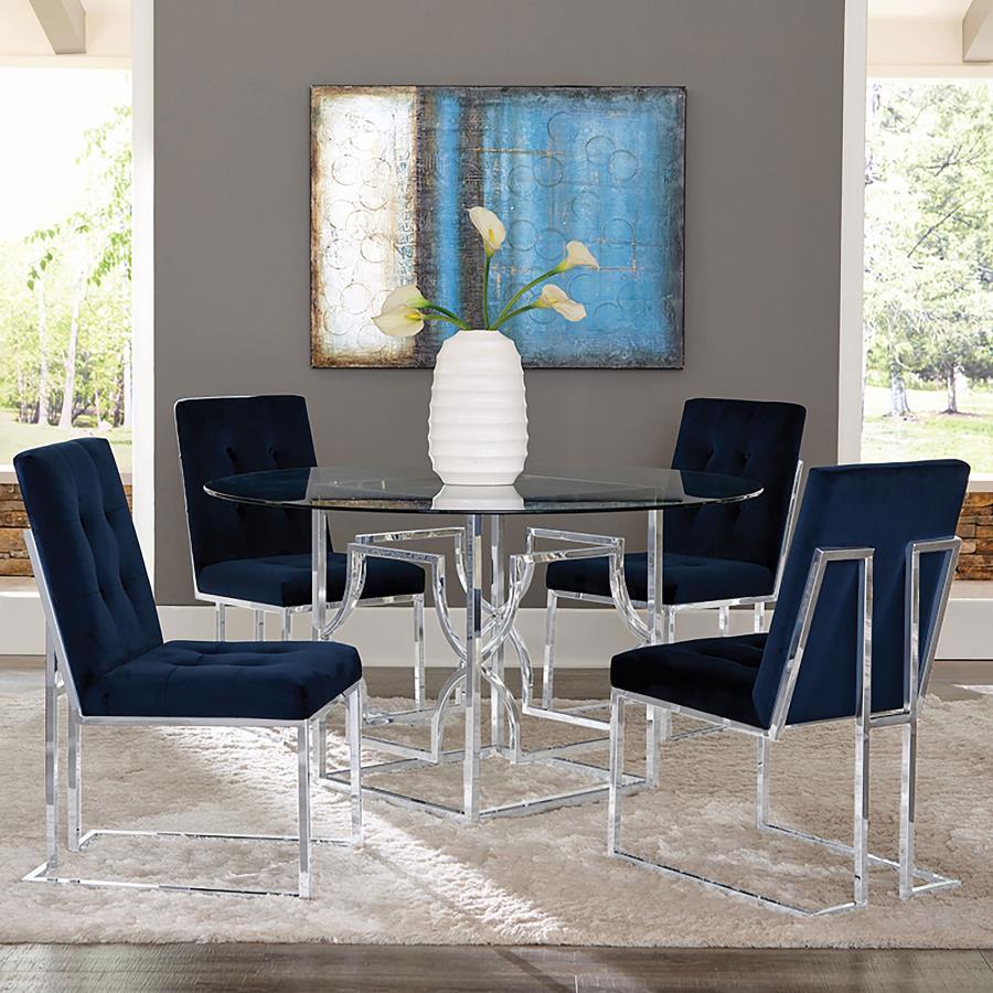 Starlight - Round Glass Top Metal Dining Table