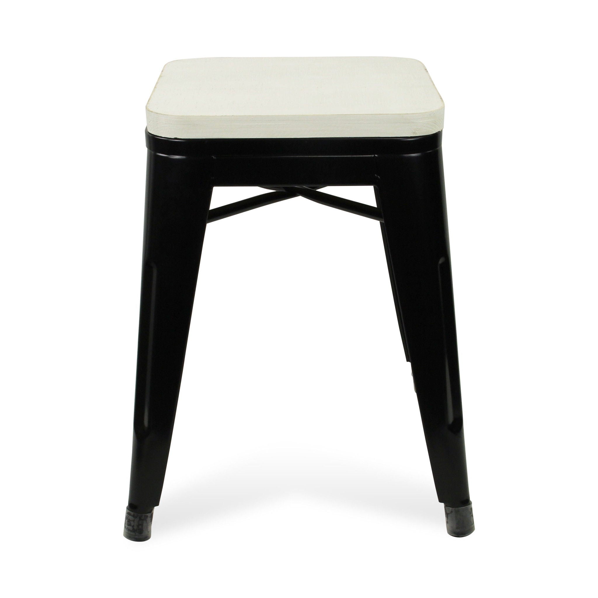 Steel Backless Bar Chair - White / Black