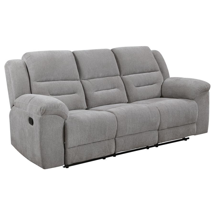 Gilson - Chenille Upholstered Reclining Sofa - Gray by Coaster Fine Furniture | Bel Furniture