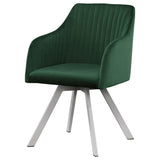 Arika Velvet Upholstered Swivel Dining Arm Chair Green