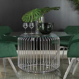 Veena - Round Glass Top Metal Dining Table - Chrome