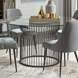 Granvia - Round Glass Top Metal Dining Table - Gunmetal