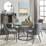 Granvia - Round Glass Top Metal Dining Table - Gunmetal