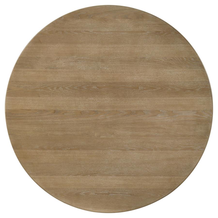 Adina - 5 Piece Round Dining Table Set - Barley / Distressed Light Brown