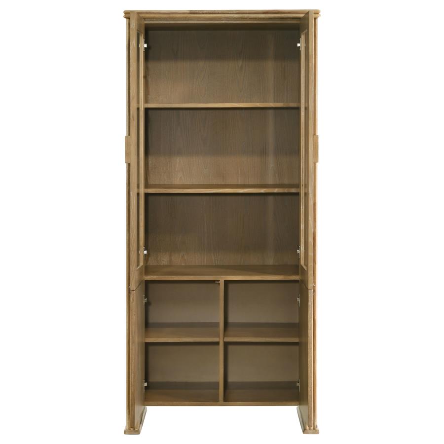 Adina - Tall Display Cabinet - Distressed Light Brown