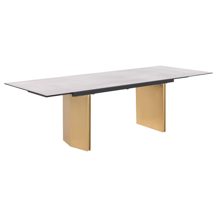 Vesa Glass Top Extension Dining Table Beige