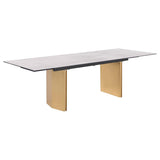 Vesa - Glass Top Extension Dining Table - Beige