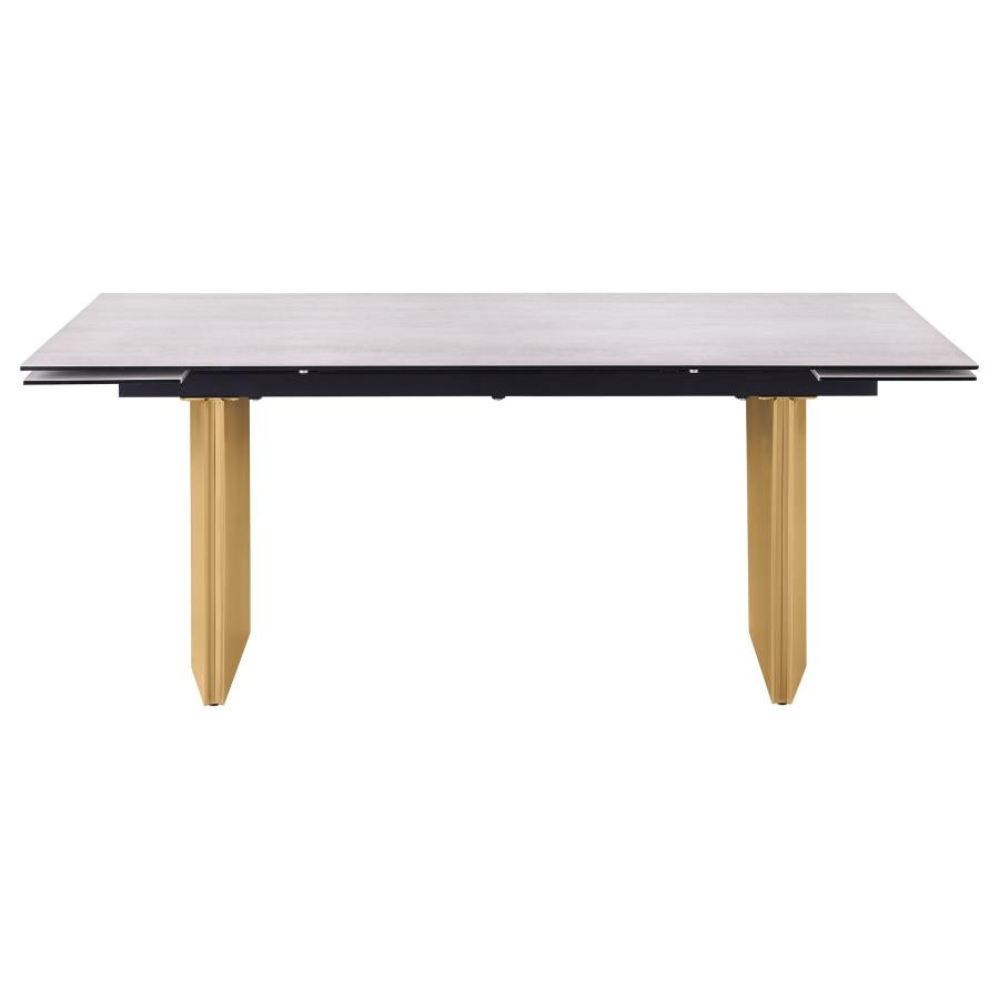 Vesa - Glass Top Extension Dining Table - Beige
