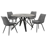 Neil - 5 Piece Round Dining Table Set Concrete - Gunmetal