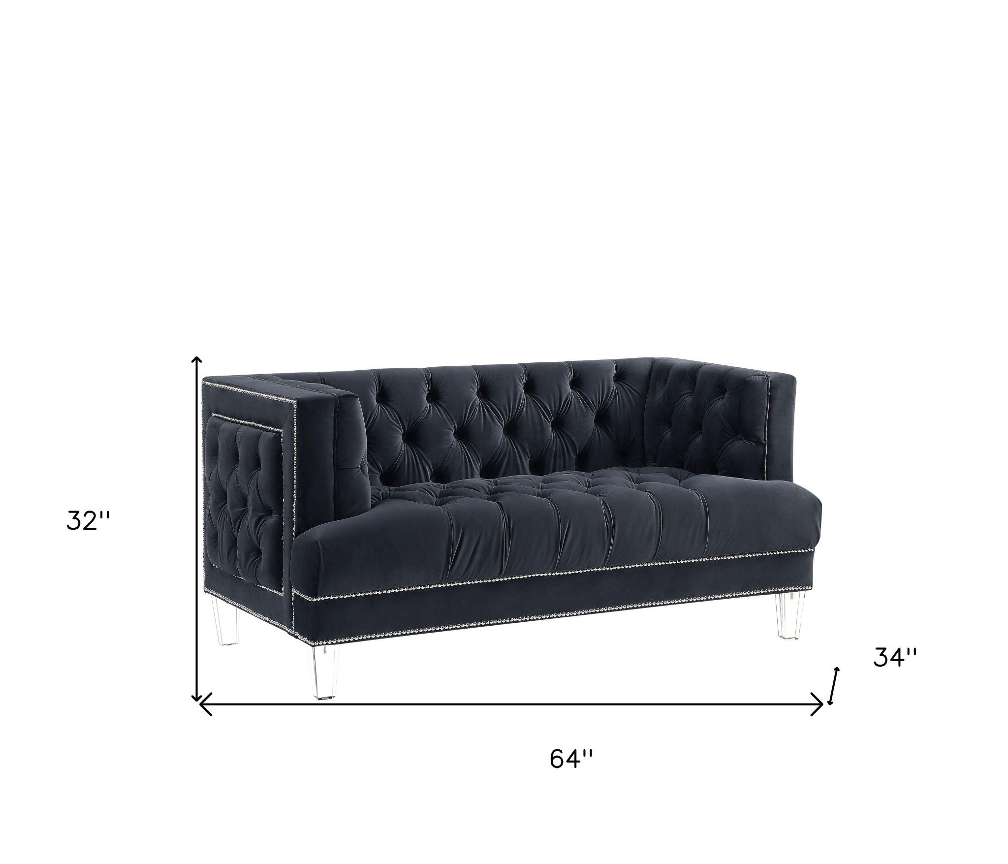 Velvet Loveseat - Charcoal / Silver