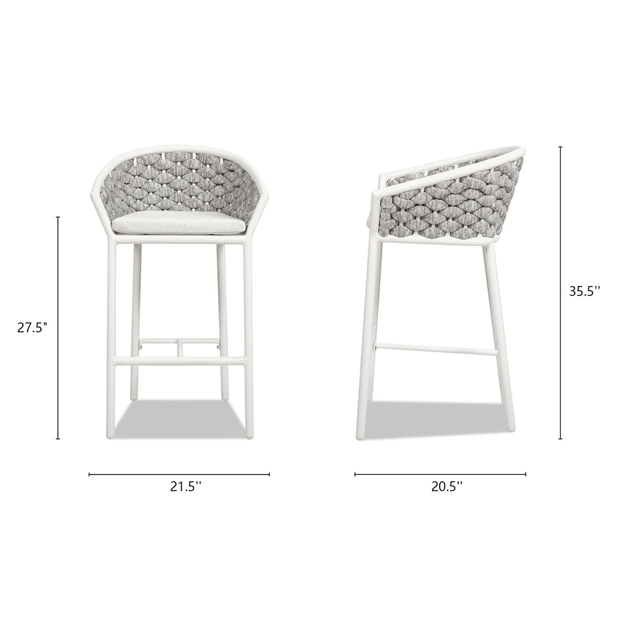 Rowan - Rope Barrel Low Back Patio Counter Stool (Set of 2) - Optic White by Jennifer Taylor Home | Bel Furniture