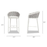 Rowan - Rope Barrel Low Back Patio Counter Stool (Set of 2) - Optic White by Jennifer Taylor Home | Bel Furniture