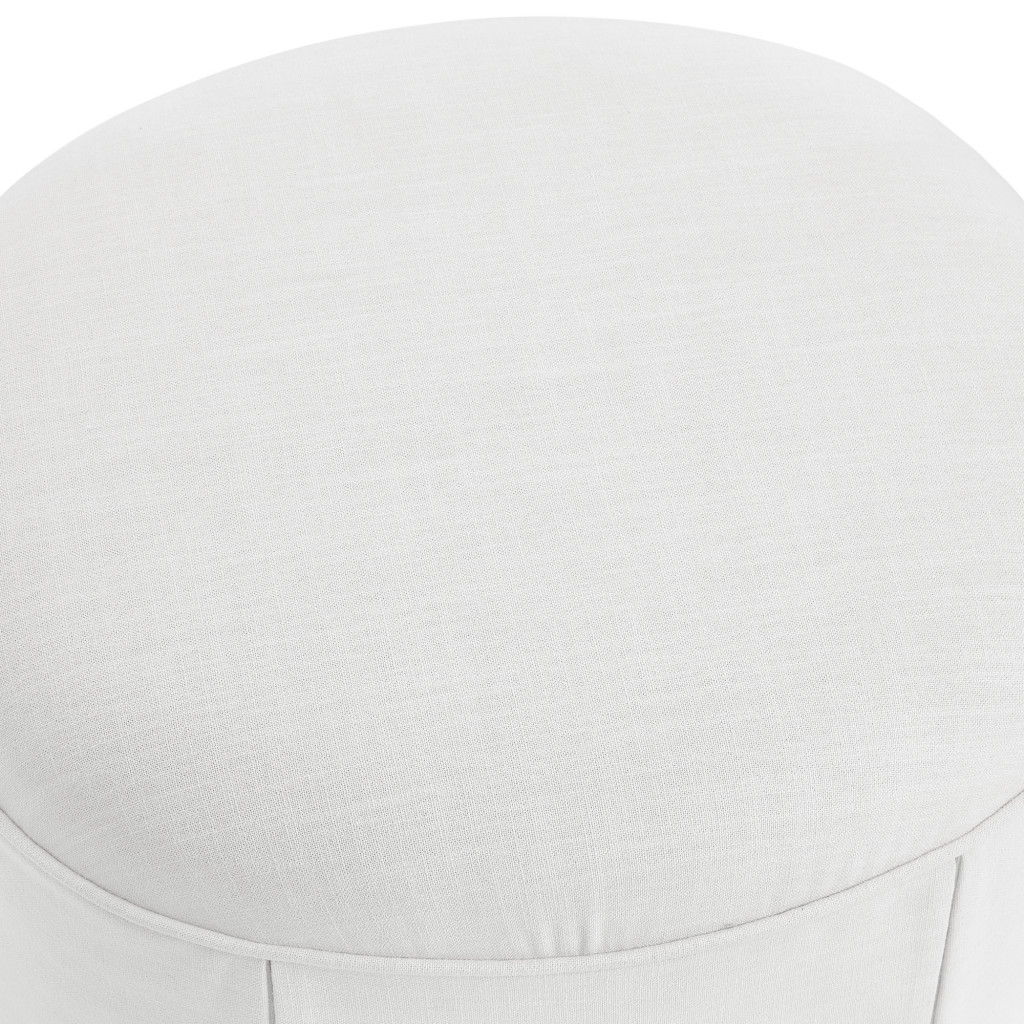 Linen Oval Ottoman - White