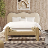 Mason - Arched Arm Bench With Bolster Pillows - Camel Brown Beige by Jennifer Taylor Home | Bel Furniture