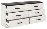 Shawburn - White / Black / Gray - Six Drawer Dresser - Pewter-tone pulls by Signature Design by Ashley® | Bel Furniture