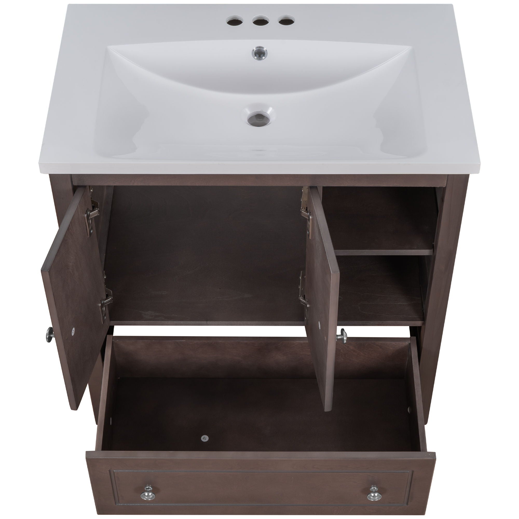 Bathroom Vanity With Sink, Bathroom Storage Cabinet With Doors And Drawers, Solid Wood Frame, Ceramic Sink