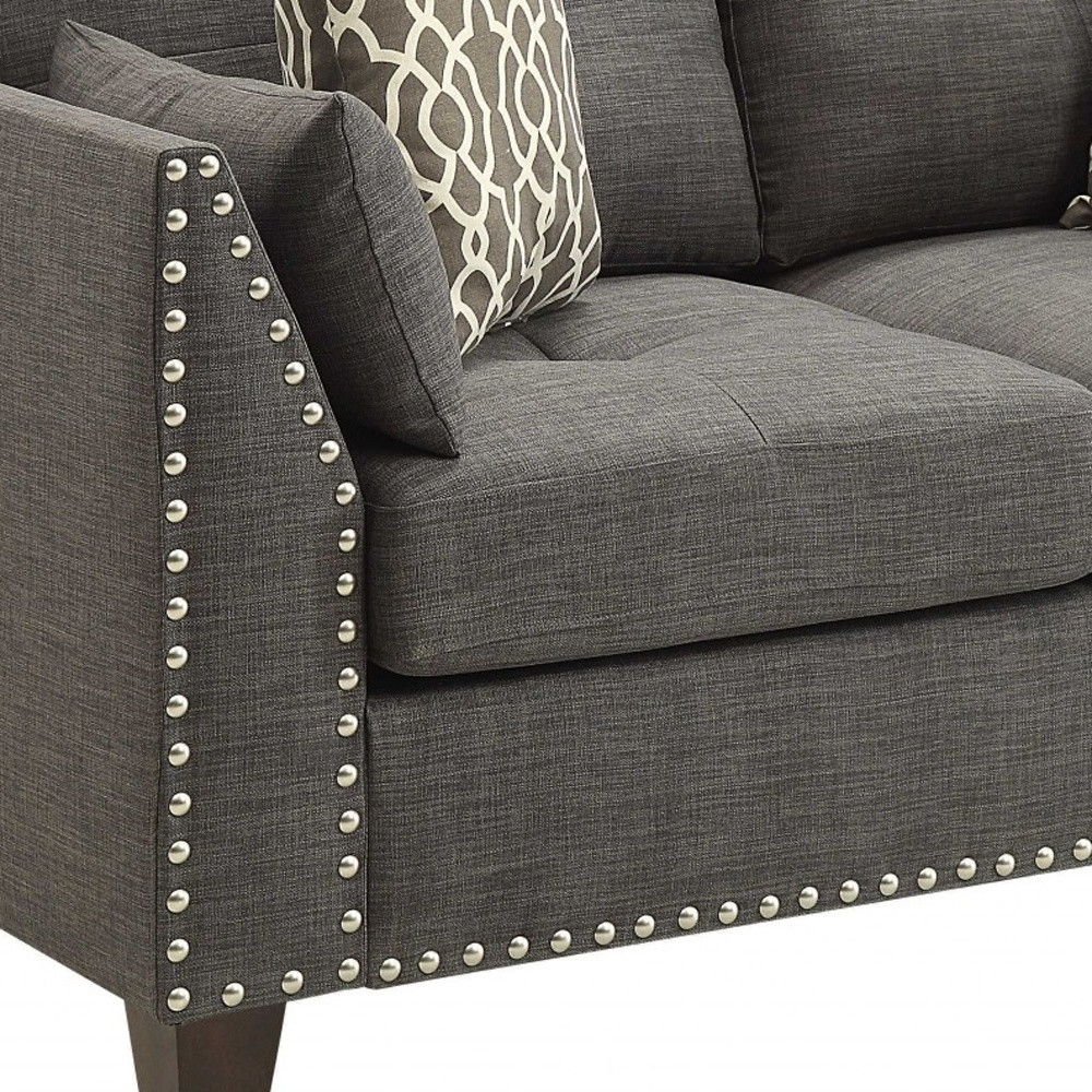 Brown Loveseat And Toss Pillows - Light Gray / Dark