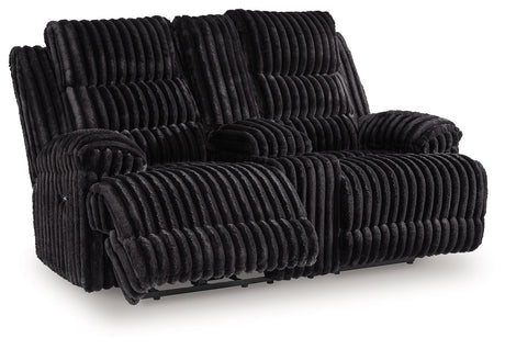 Rhine Falls - Onyx - Double Reclining Power Loveseat With Console by Signature Design by Ashley® | Bel Furniture