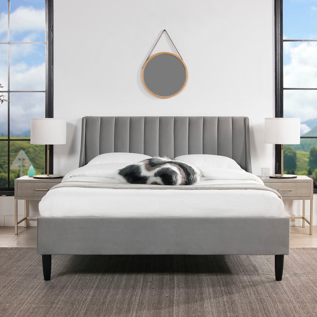 Aspen - Vertical Tufted Modern Headboard Platform Bed Set by Jennifer Taylor Home | Bel Furniture
