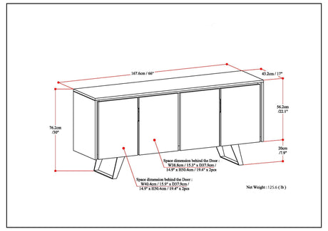 Lowry - Large 4 Door Sideboard Buffet - Distressed Charcoal Brown by Simpli-Home | Bel Furniture
