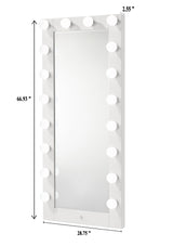 Luxo - Tall Lighted Drawer Vanity Mirror - White
