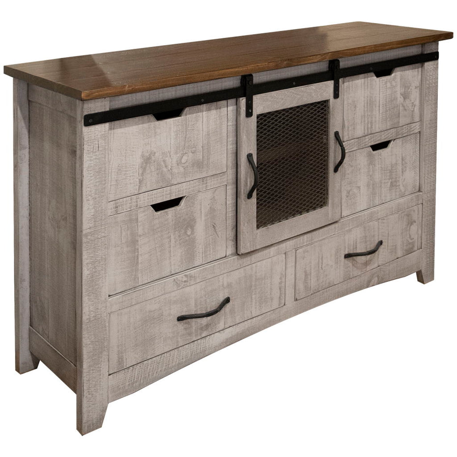 Solid Wood Six Drawer Triple Dresser - Light Gray