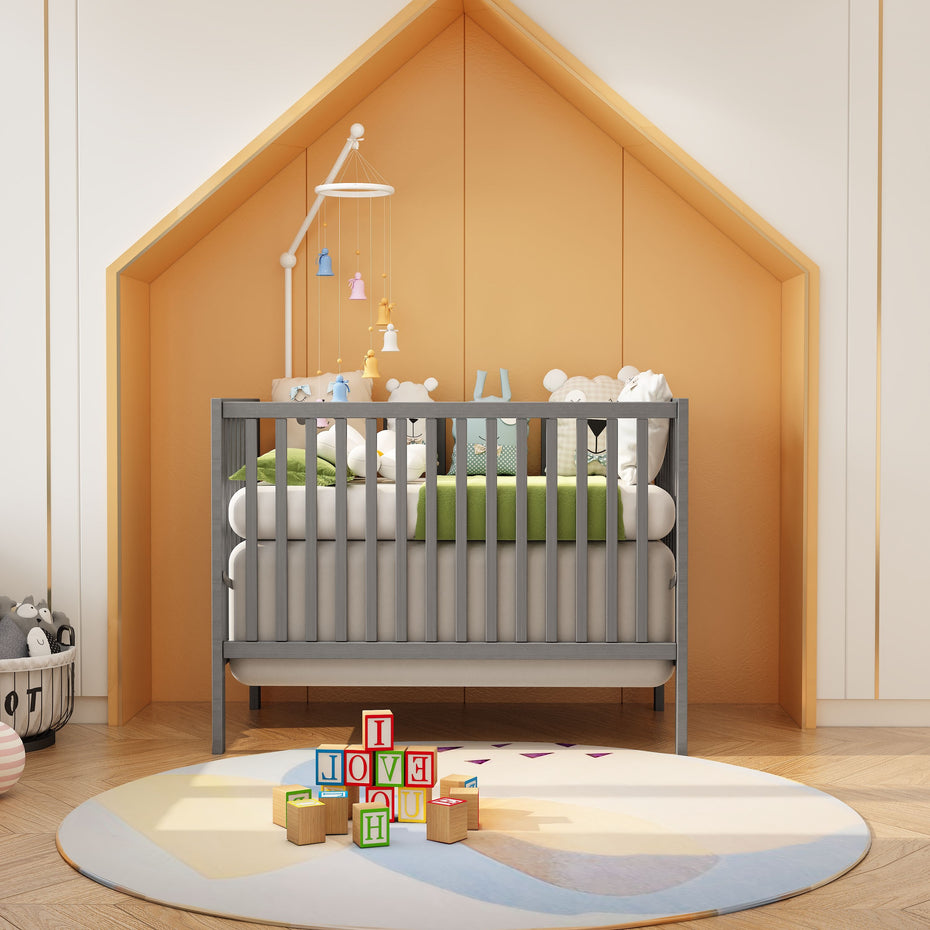 Crib 5 In 1 Convertible, Converts From Baby Crib To Toddler Bed, Fits Standard Full Size Crib Mattress