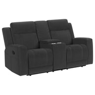 Brentwood - Upholstered Motion Reclining Loveseat Dark Gray by Coaster Fine Furniture | Bel Furniture