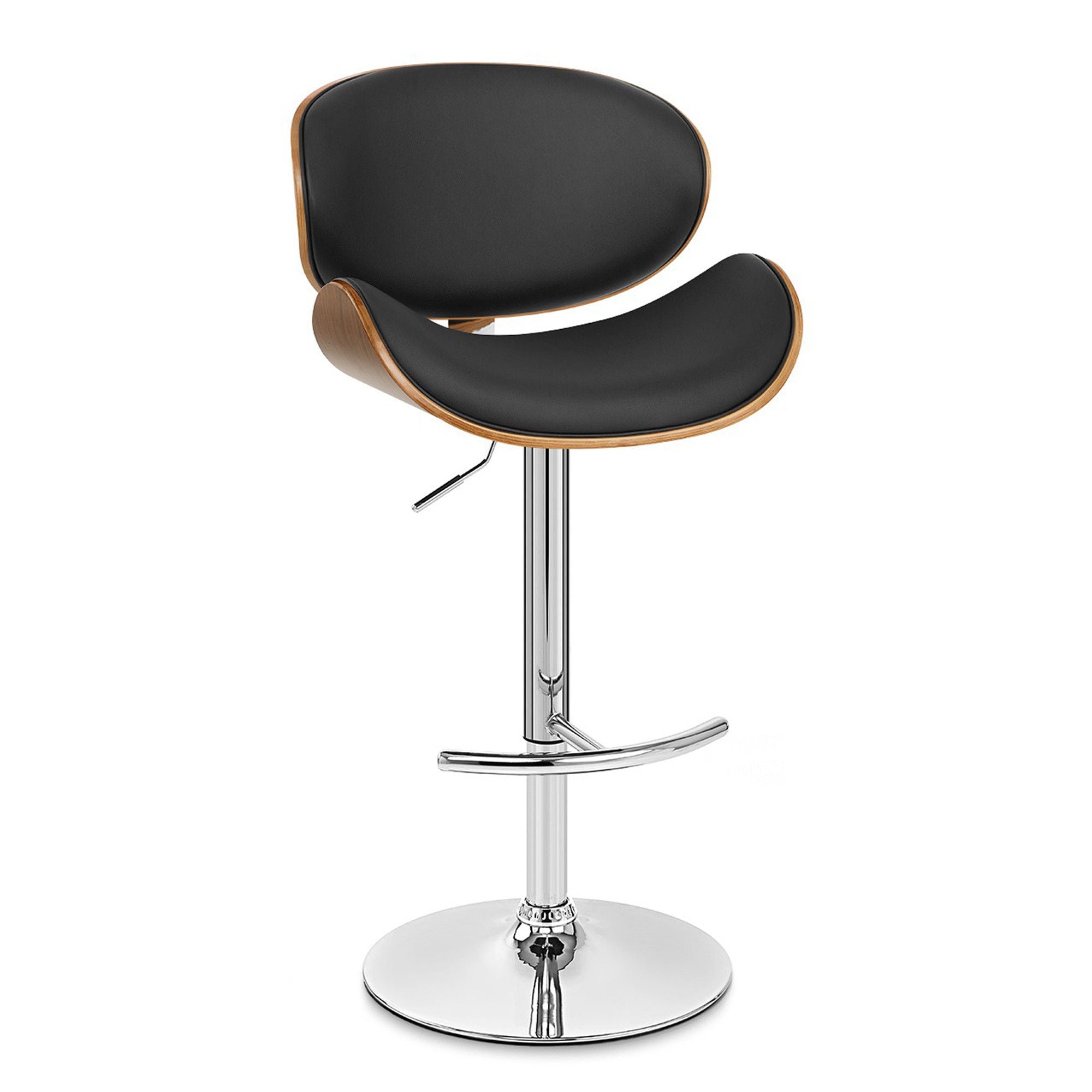 Swivel Low Back Adjustable Height Bar Chair - Black / Silver