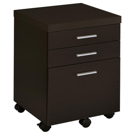 Skeena - 3-Drawer Mobile Office Cabinet Dark Brown 18"W x 17.75"D x 25.5"H by CoasterEveryday | Bel Furniture