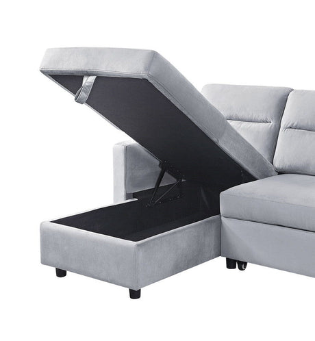 Ivy - Velvet Reversible Sleeper Sectional Sofa With Storage Chaise And Side Pocket by Lilola Home | Bel Furniture
